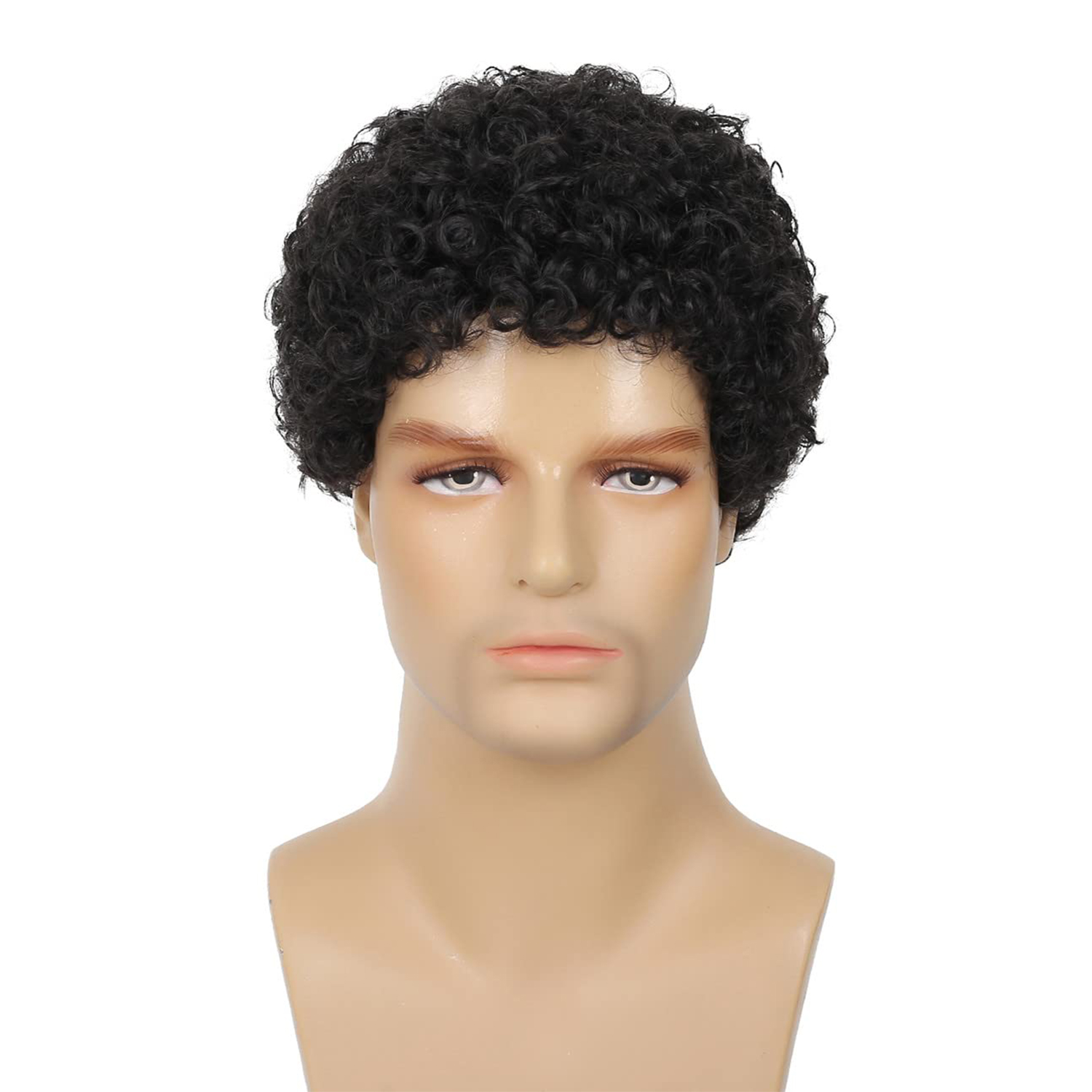 Synthetic Wigs - Erkekler için Kısa Afro Kıvırcık Siyah