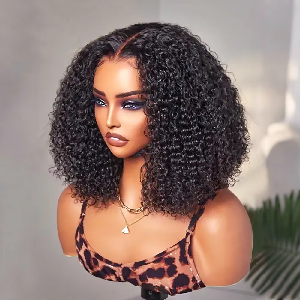 Hd Lace Frontal Wig Human Hair Pre Plucked - 8-16 İnç Bob Kıvırcık Gerçek Saç