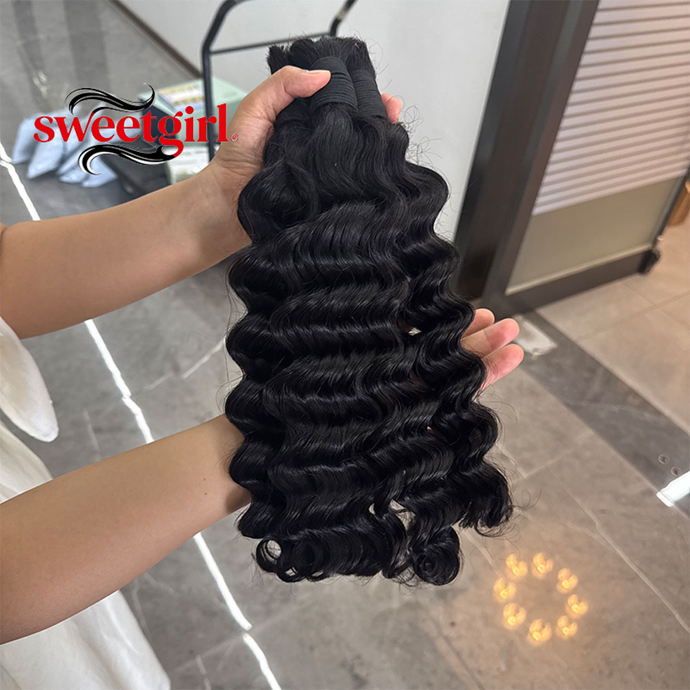 Water Wave Bulk Human Hair For Braiding - Su Dalgası İnsan Saç Demetleri İşlenmemiş
