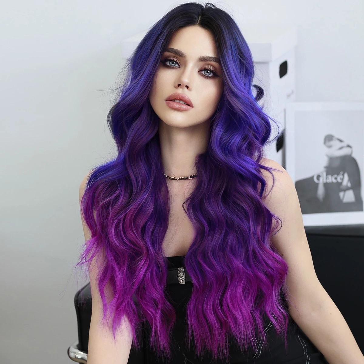 HD şeffaf dantel ön peruk mavi - Synthetic Wigs incelemesi ve fiyatı