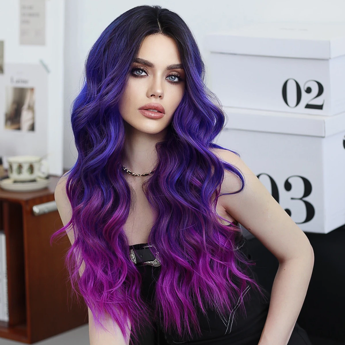 HD şeffaf dantel ön peruk mavi - Synthetic Wigs incelemesi ve fiyatı