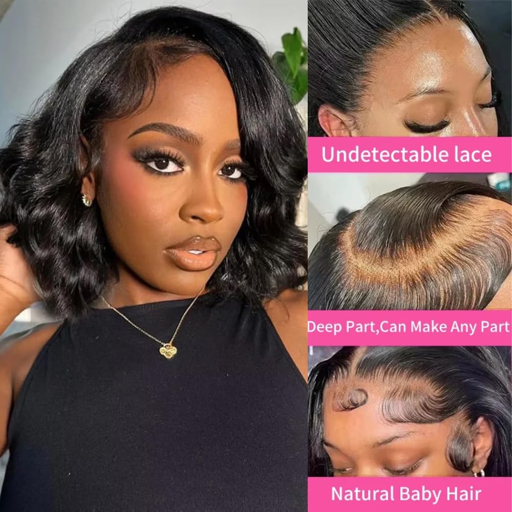 Kısa Bob İnsan Saçı Dalgalandı - Glueless Wear And Go Human Hair Wig incelemesi ve fiyatı