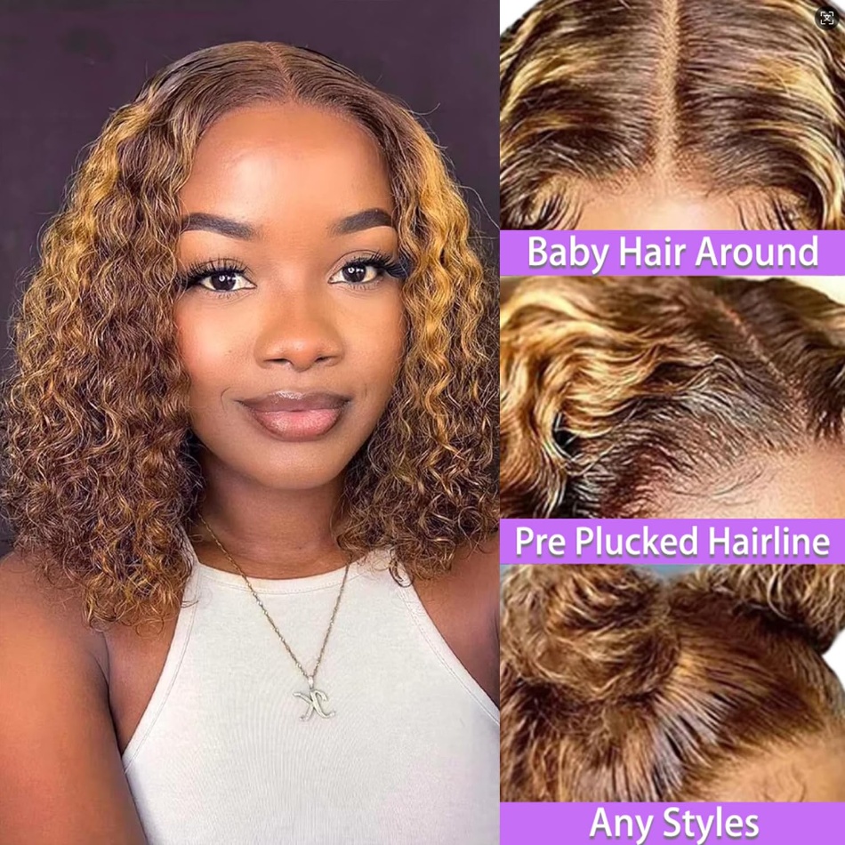 Vurgulu Kısa Bob Derin Dalgalı - Glueless Wear And Go Human Hair Wig incelemesi ve fiyatı