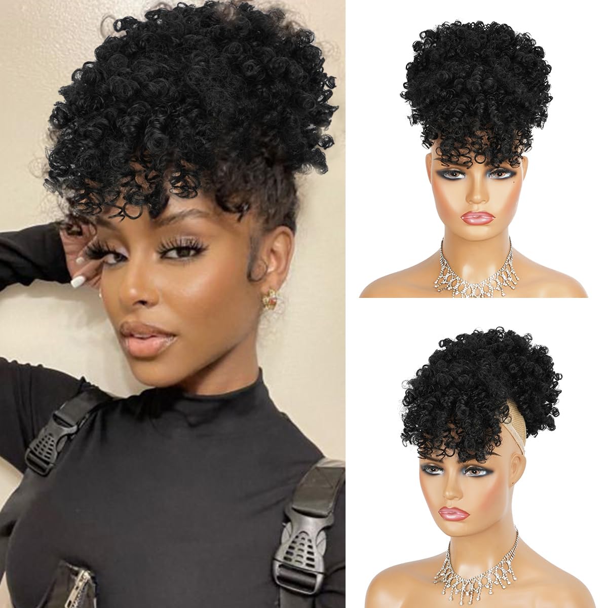 Afro Puf İpli At Kuyruğu Siyah - Drawstring Afro Curly Puff Ponytail incelemesi ve fiyatı